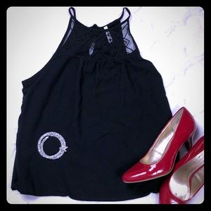 Mudd Black Tank Top Lace Neckline Detail Small